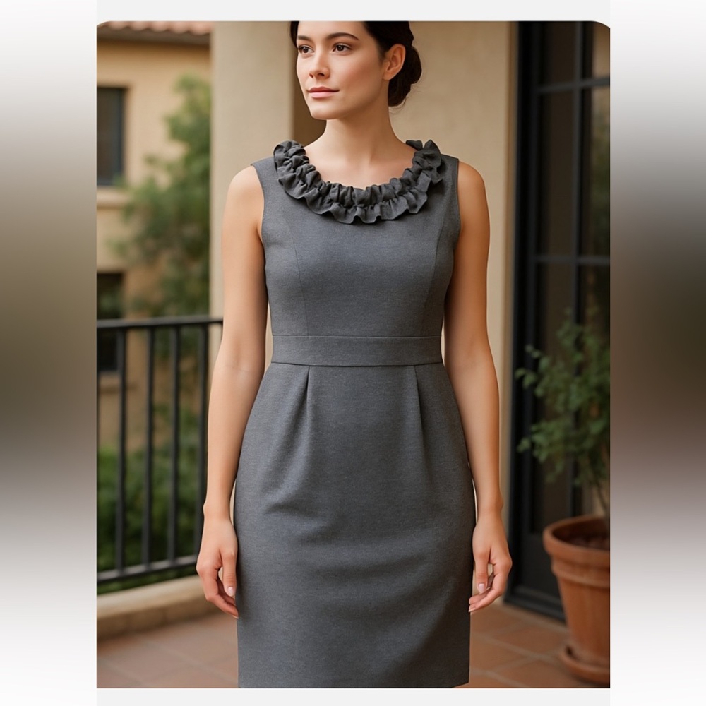 London Times Charcoal Sleeveless Midi Dress